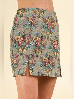 Very J Floral Tapestry Mini Skirt Vintage Inspired Cottagecore Mini
